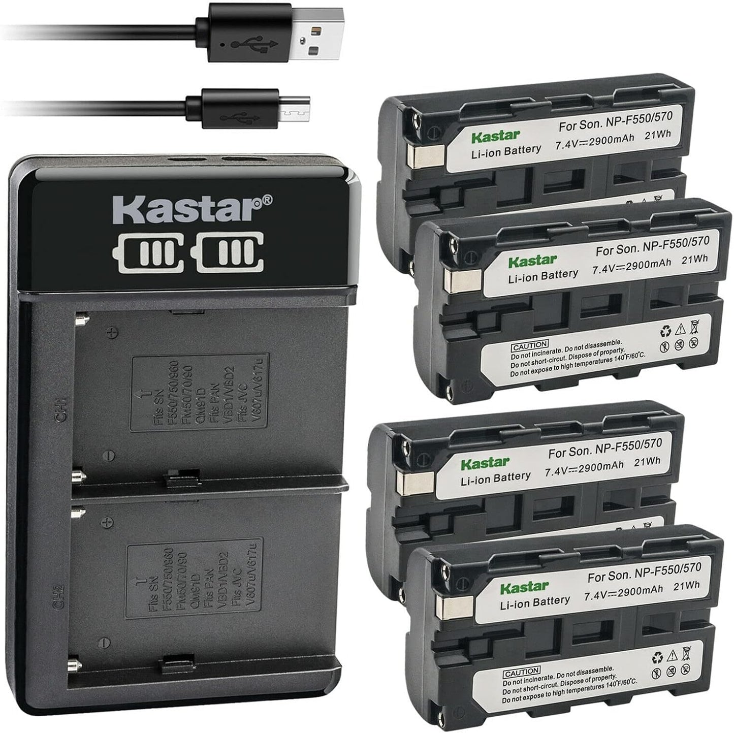 Kastar 4-Pack Battery and LKD2 USB Charger for Sony Cameras