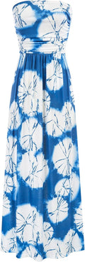GRACE KARIN Strapless Ruched Maxi Dress with Pockets - Casual Elegance