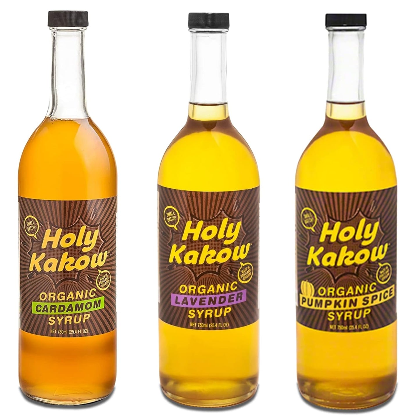 Holy Kakow Cafe Organic Syrup Variety Pack for Flavorful Drinks