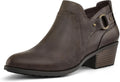 Women's Side Zipper Ankle Boots Low Stacked Heel - Comfortable Booties