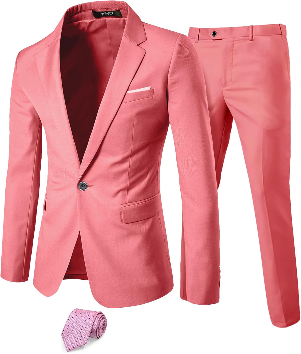 YND Men's 2 Piece Suit Set for Prom, Wedding, and Business