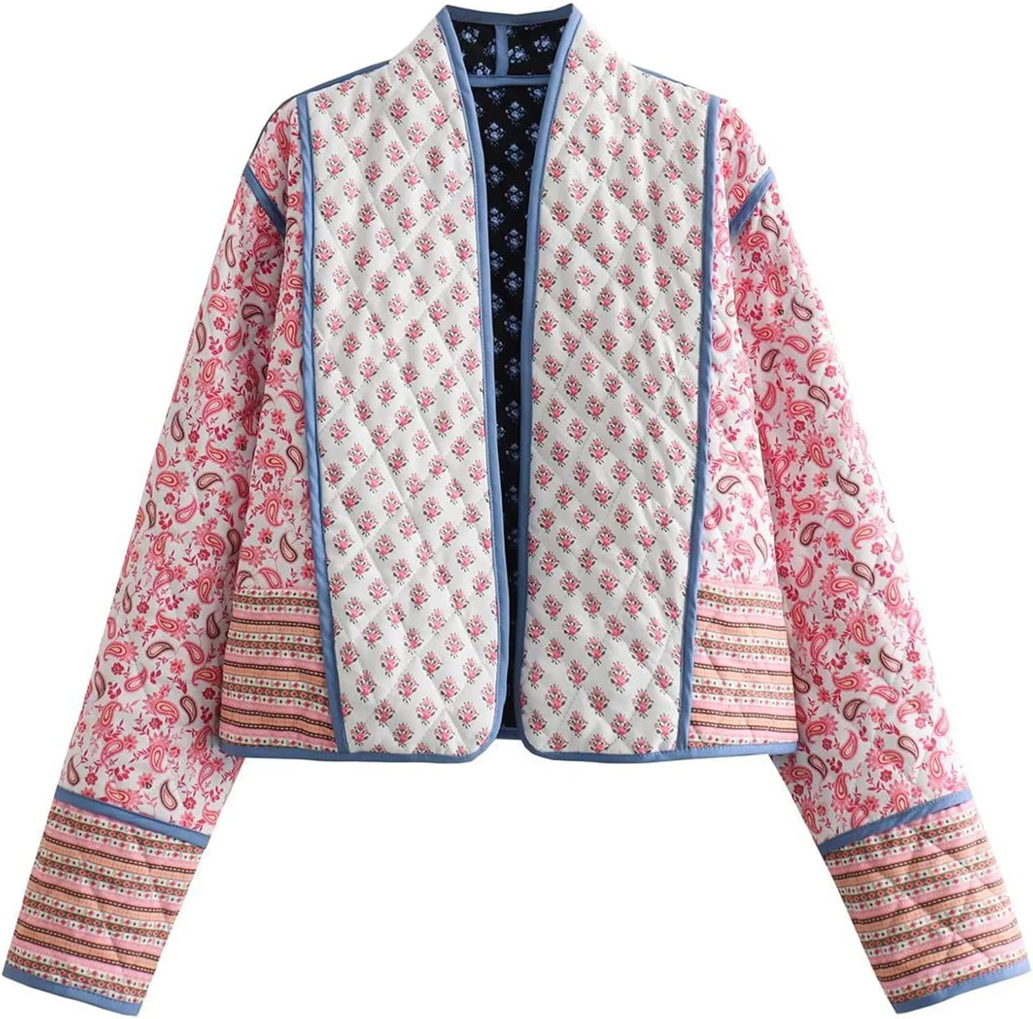 Omoone Women's Cropped Floral Reversible Quilted Jacket Review