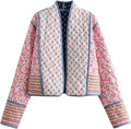 Wyeysyt Cropped Puffer Quilted Jacket Cardigan - Lightweight Floral