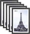 VCK 16x24 Poster Frames Set of 5 - Black Solid Wood Texture