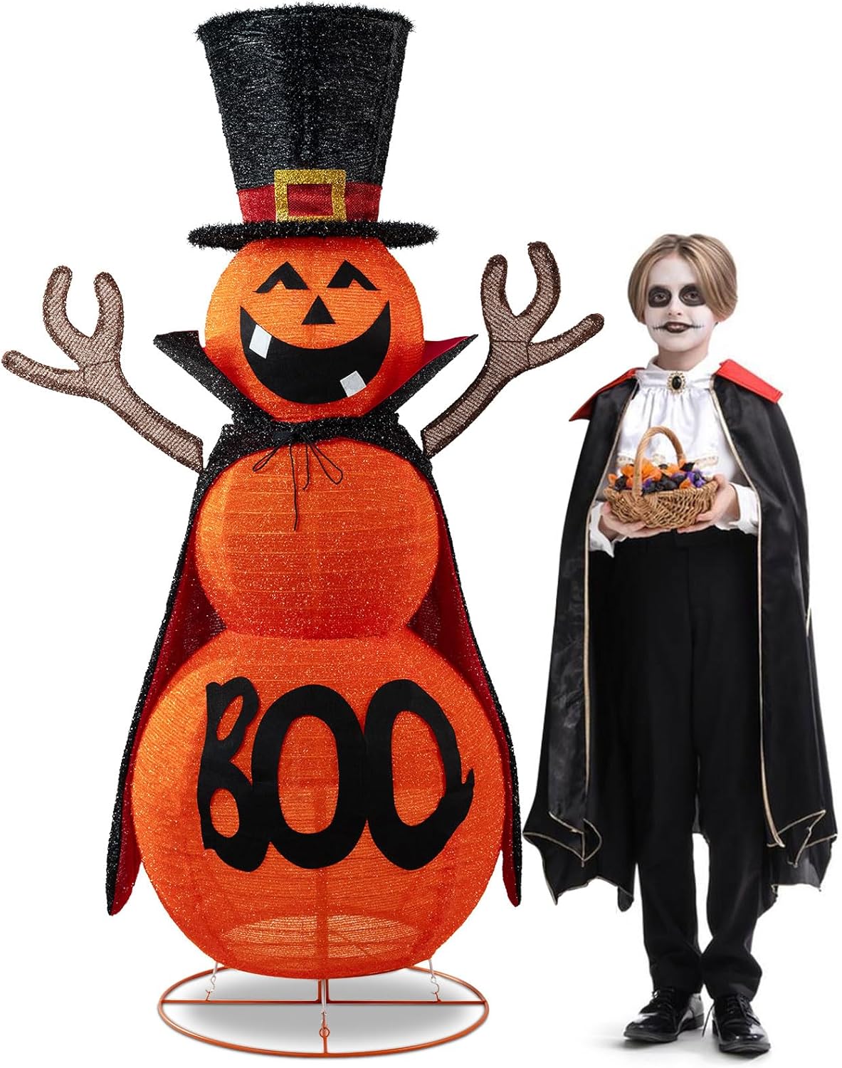 5FT Halloween Pumpkin Decorations Outdoor with 90 LED Lights