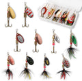 10pcs Fishing Lure Spinnerbait Set with Tackle Box - Metal Spinners