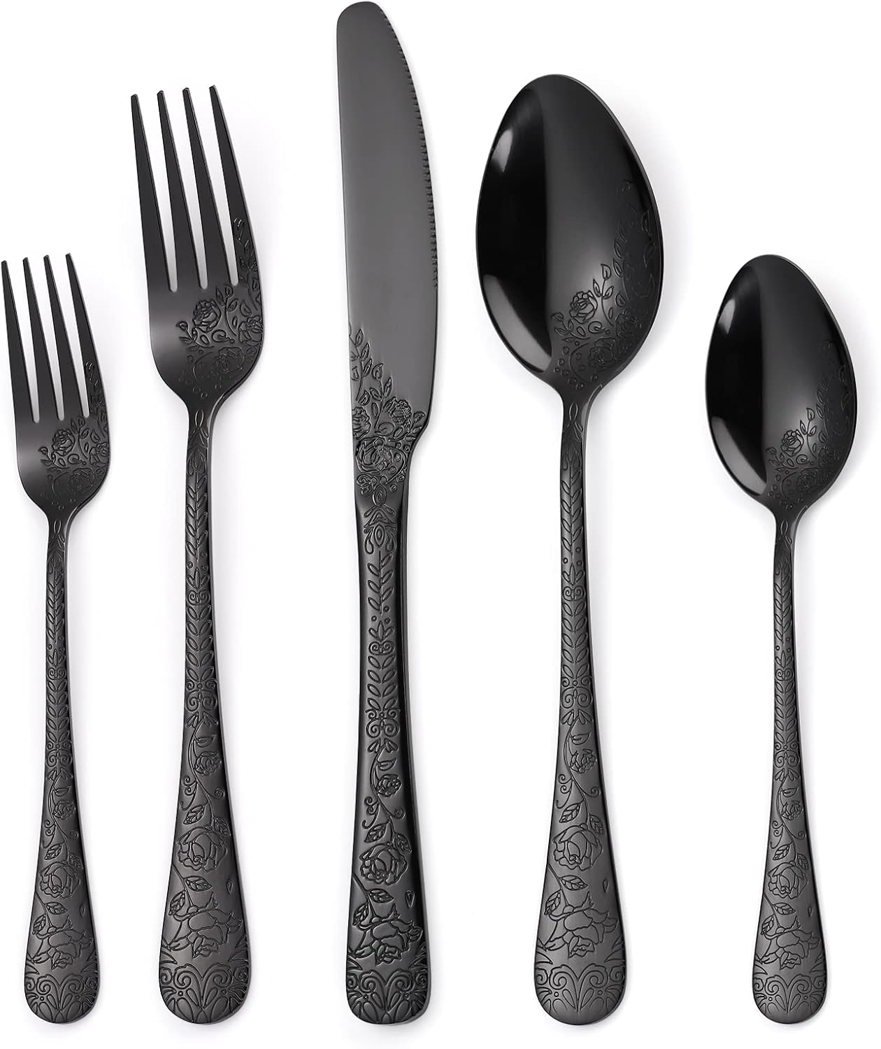 40-Piece Unique Silverware Set for 8, Elegant Stainless Steel