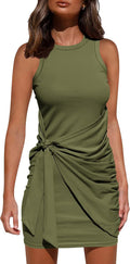 BTFBM Women's Sleeveless Wrap Bodycon T-Shirt Dress for Casual Style