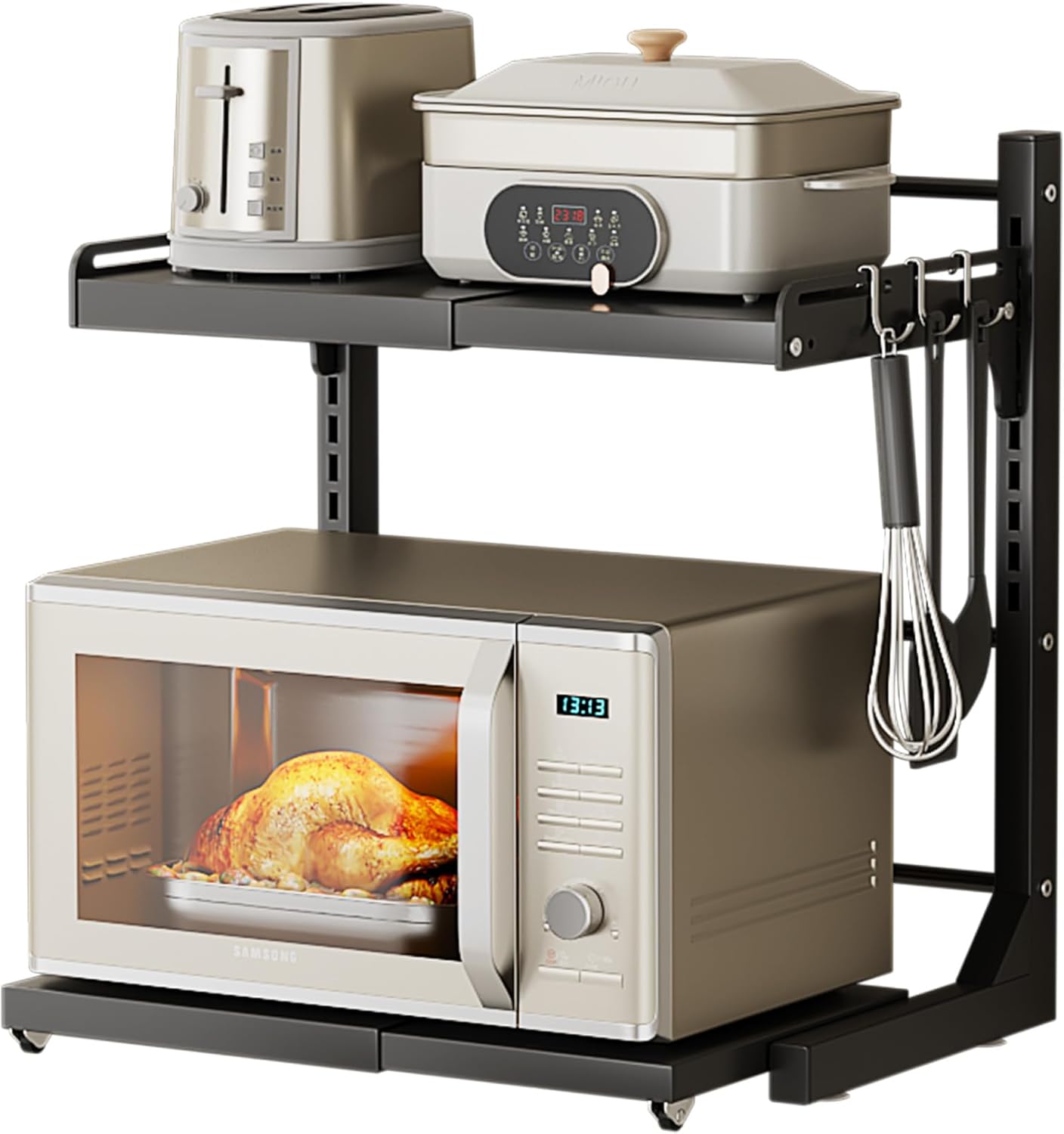 ABCOOL Retractable Microwave Rack for Ultimate Kitchen Storage