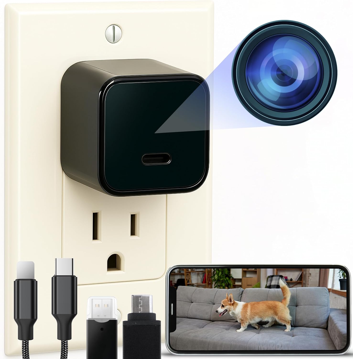 ALPHA TECH Indoor Camera Charger 160 Hidden View Smart Device