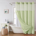 Sage Green No Hook Shower Curtain with Snap-in Liner Set - Elegant