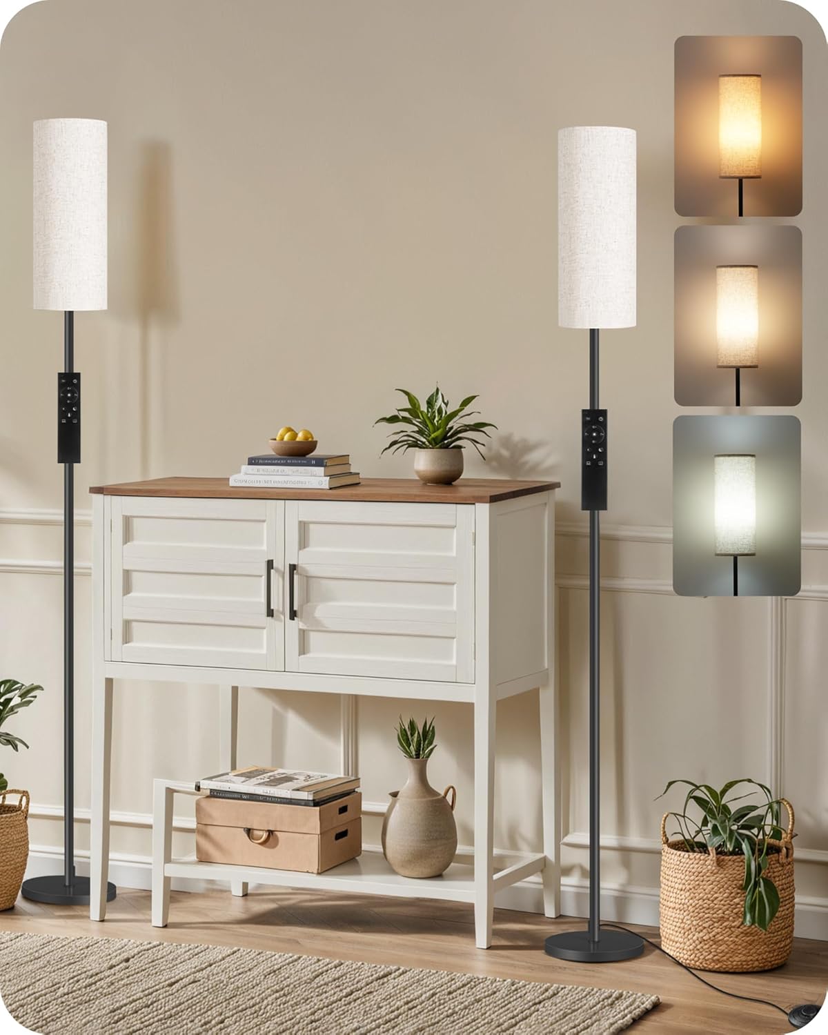 Dimmable Floor Lamps with Remote and Foot Switch for Living Room