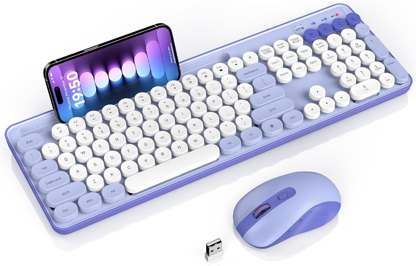 SABLUTE Purple Typewriter Combo: Cute & Wireless!