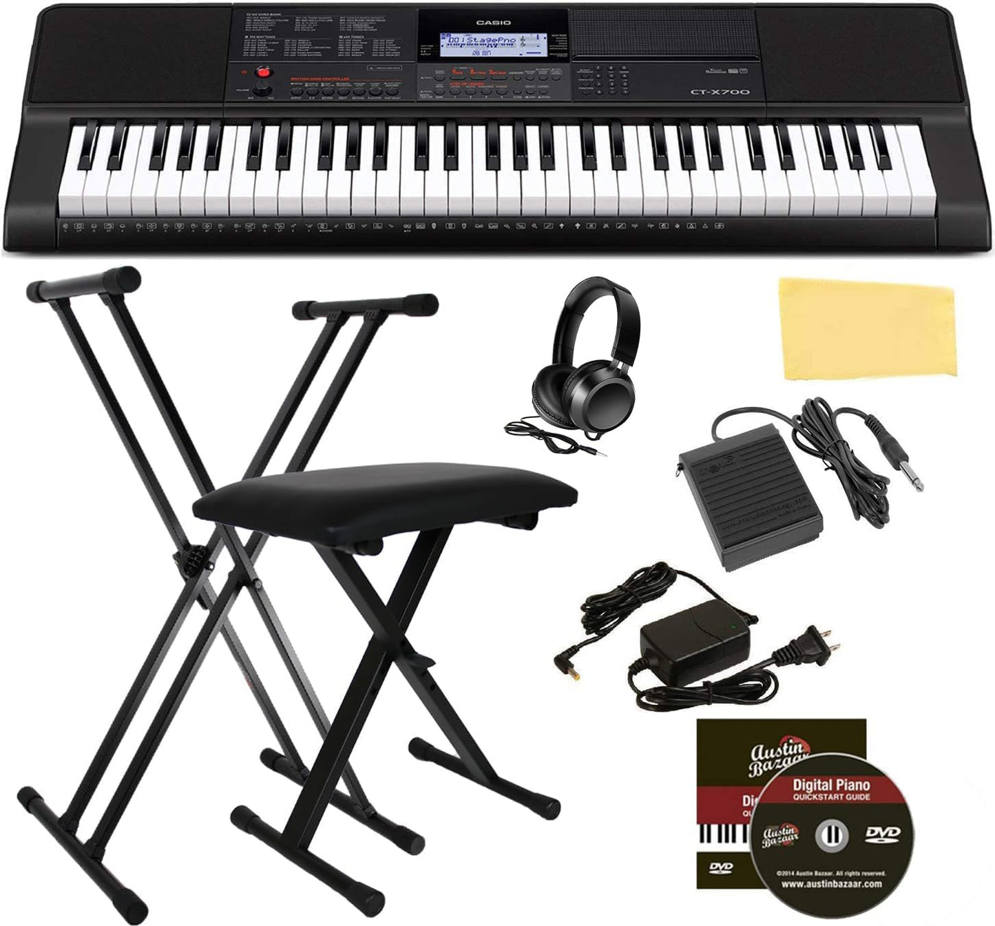 Casio CT-X700 Portable Keyboard Bundle with Essential Accessories