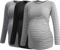 Smallshow Women's Maternity Shirts Long Sleeve 3-Pack - Comfortable 7%