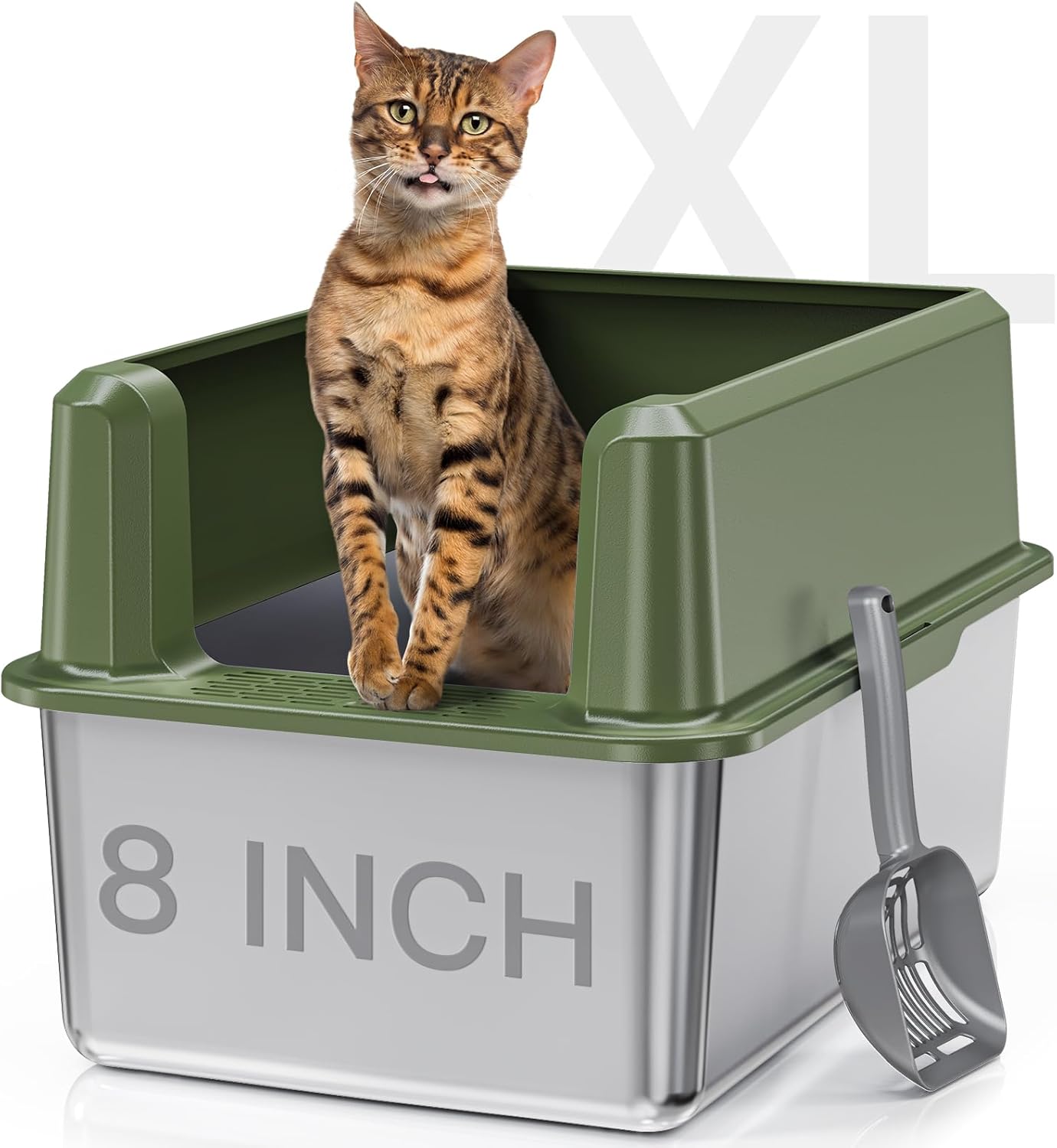 XL Large Stainless Steel Litter Box for Big Cats - Easy Clean
