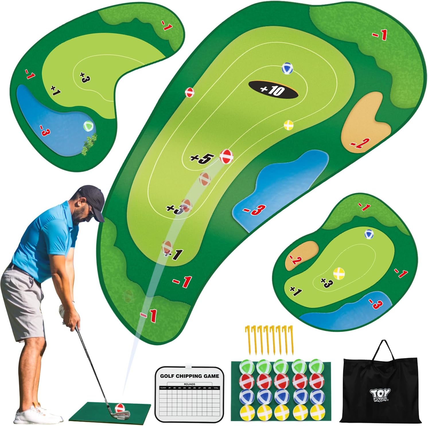 TOY Life Chipping Golf Game Mat for Indoor and Outdoor Fun