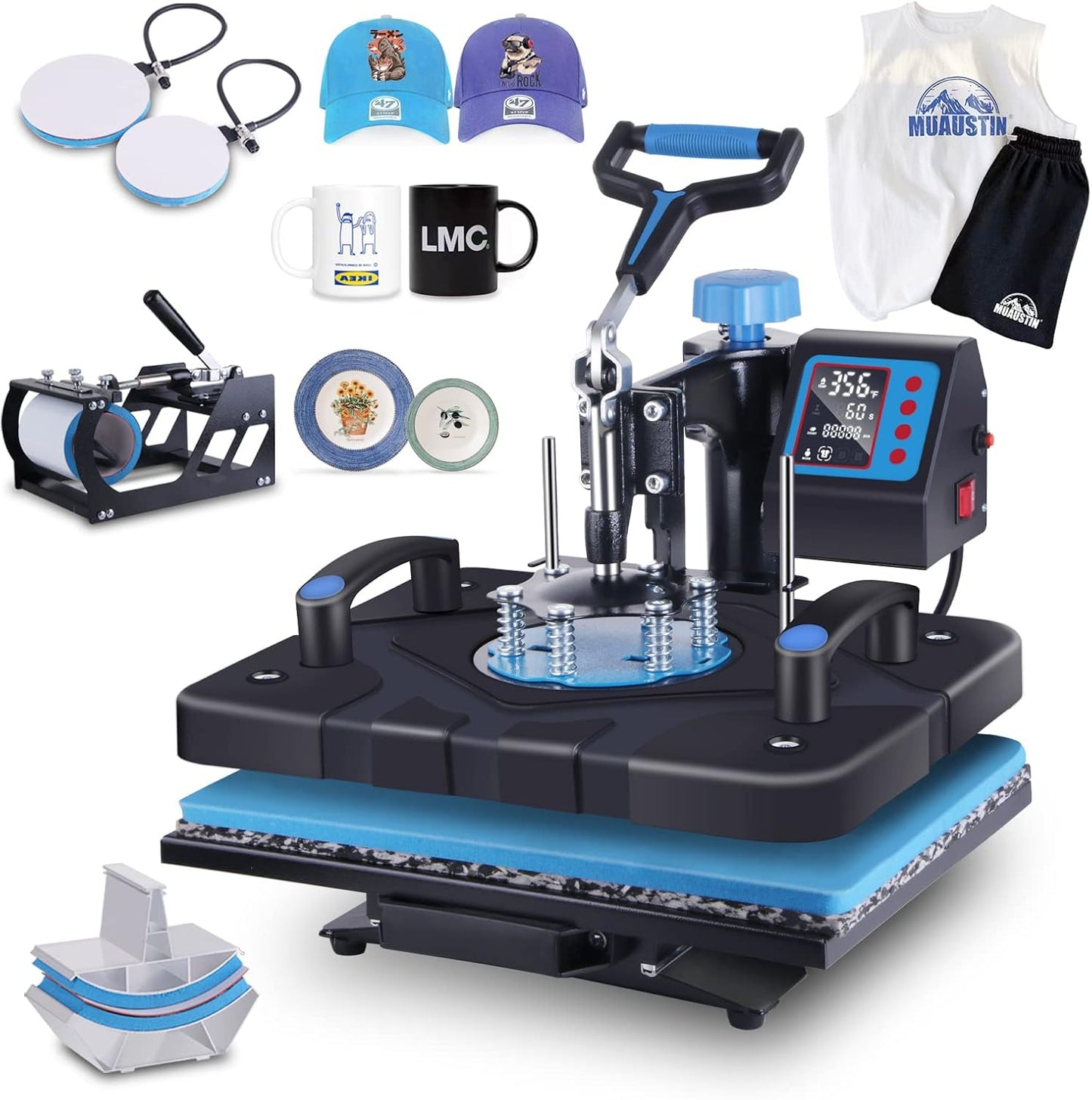 HORGELU 5 in 1 Heat Press Machine for T Shirts and More