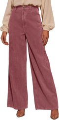 Sidefeel Women's Corduroy High Waisted Wide Leg Pants - Elastic Waist