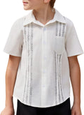 Arshiner Boys Guayabera Shirt Short Sleeve Cotton Linen - Summer Beach