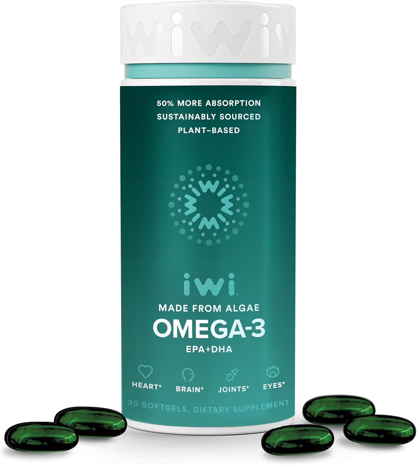 Iwi Omega-3 Vegan Plant-Based Algae Supplement for Whole-Body Support