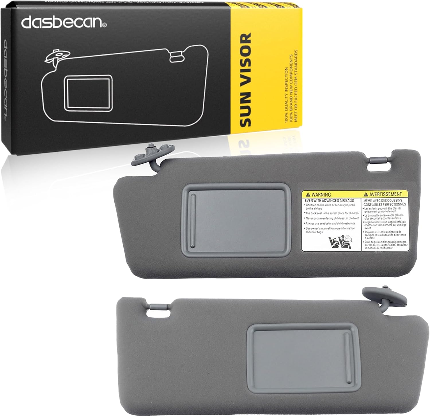 Dasbecan Sun Visor Set for Toyota Tacoma 2005-2015 - Gray