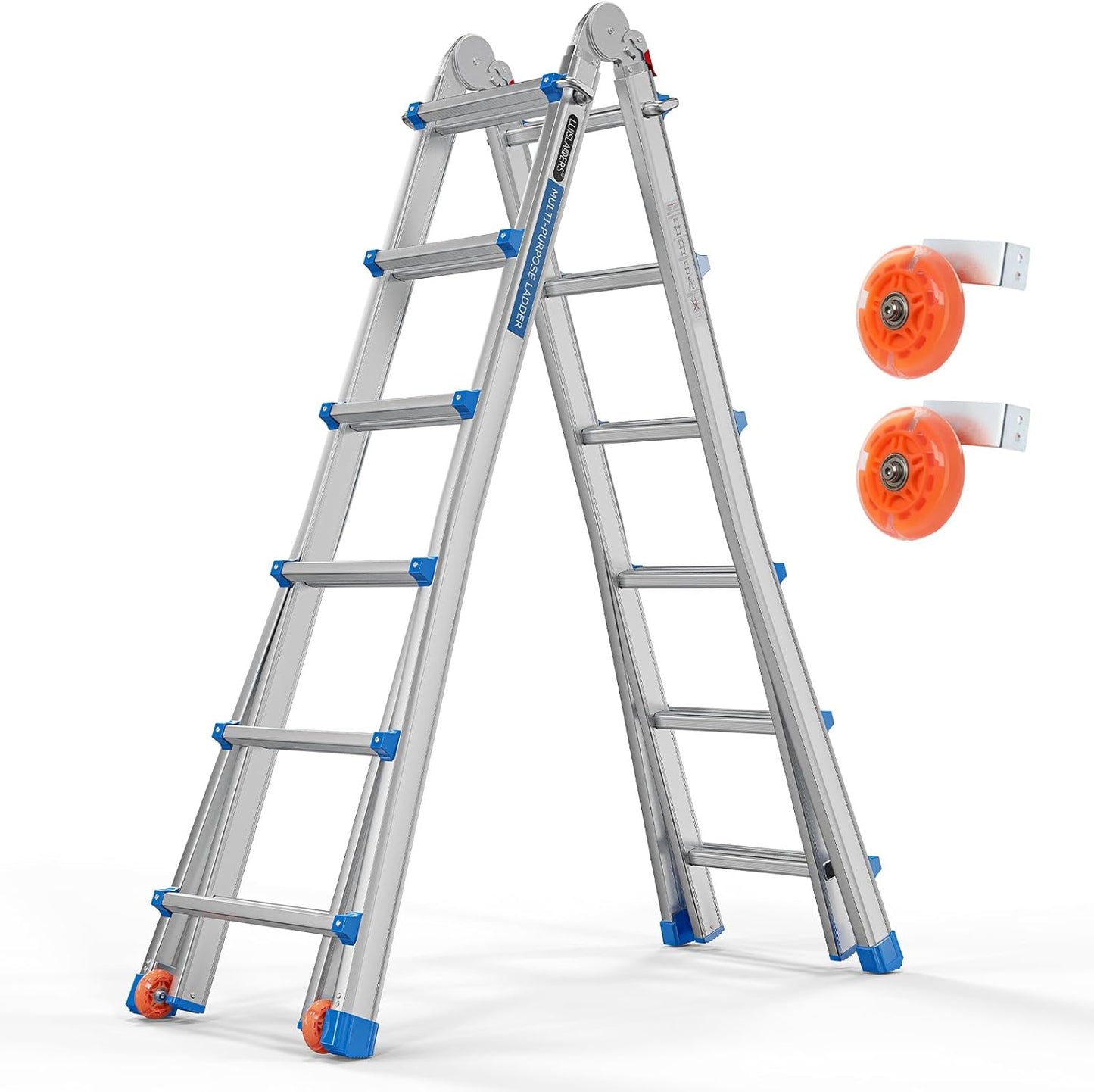 LUISLADDERS 6 Step Telescoping Ladder with 22 Ft Reach Height