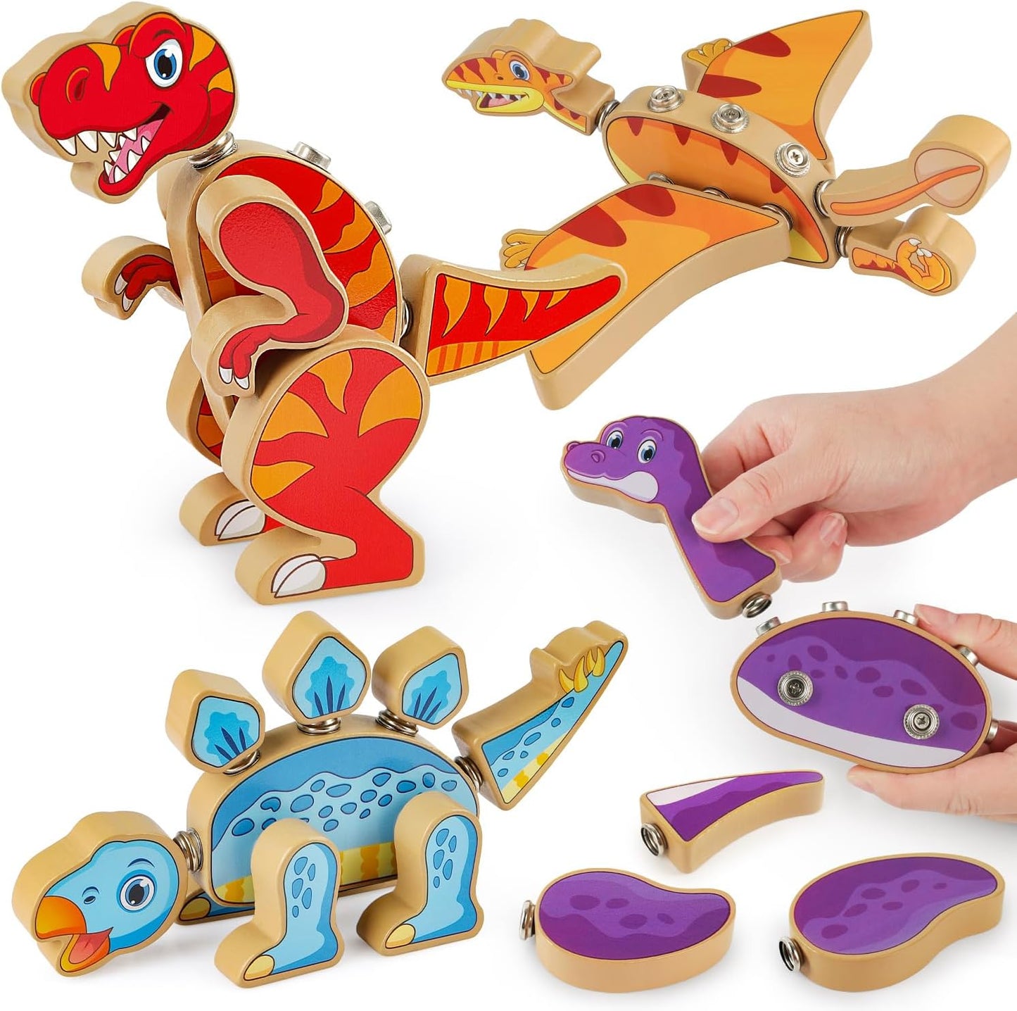 Coogam Wooden Dinosaur Building Set