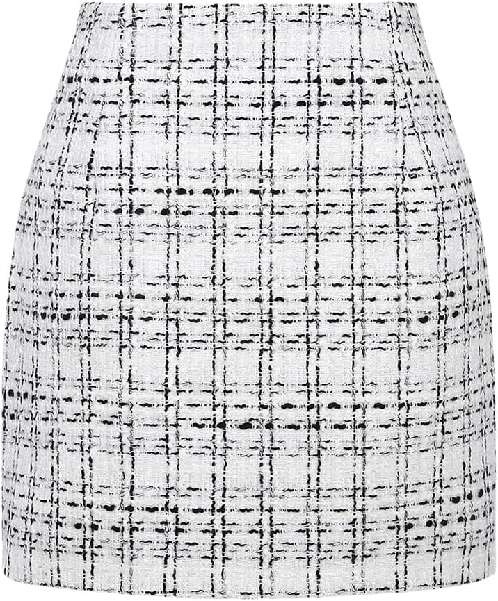 Kinghua Womens Wool Plaid Mini Skirt for Fall and Winter Wear
