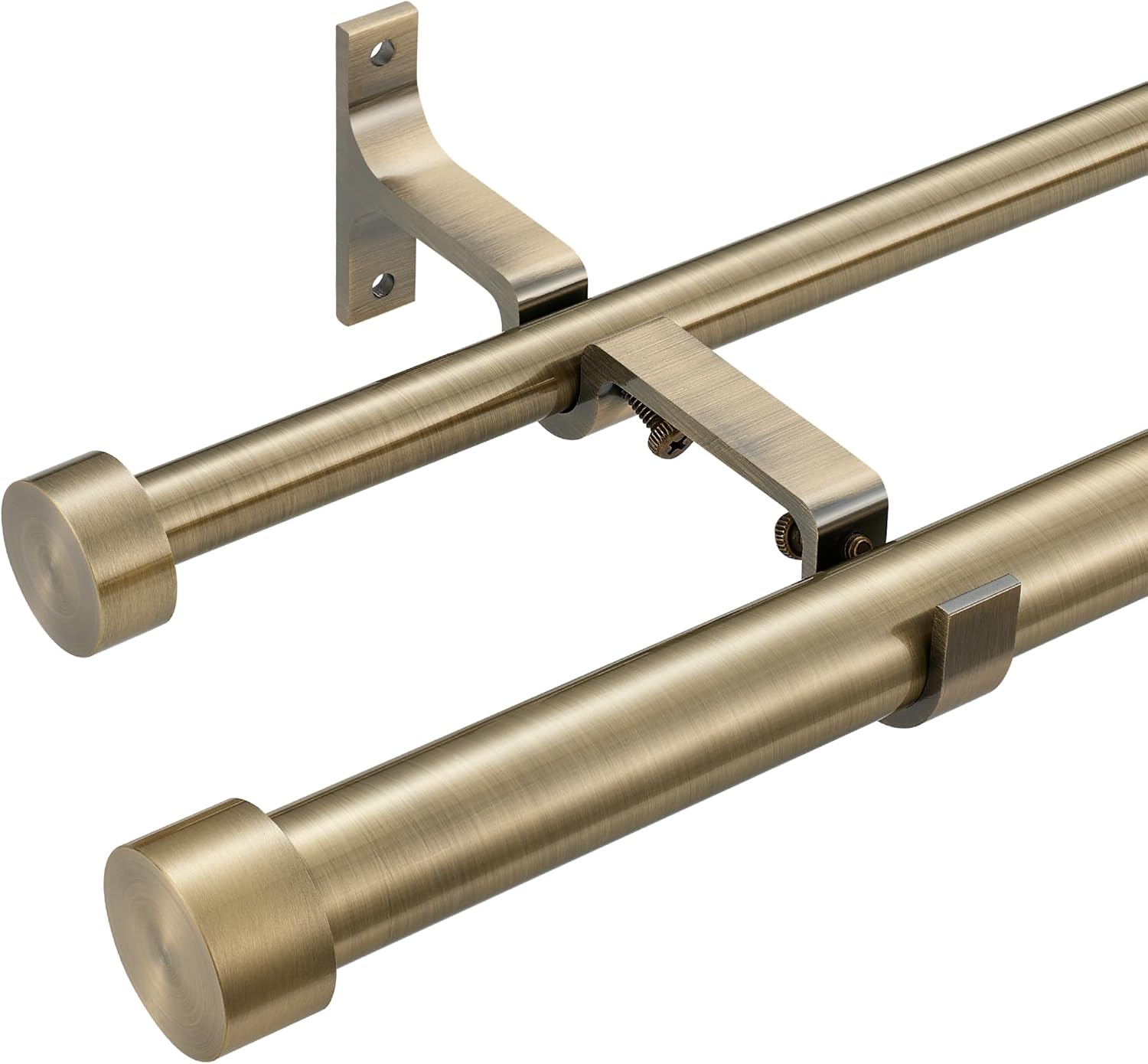 Adjustable Double Curtain Rods Set in Antique Bronze Finish