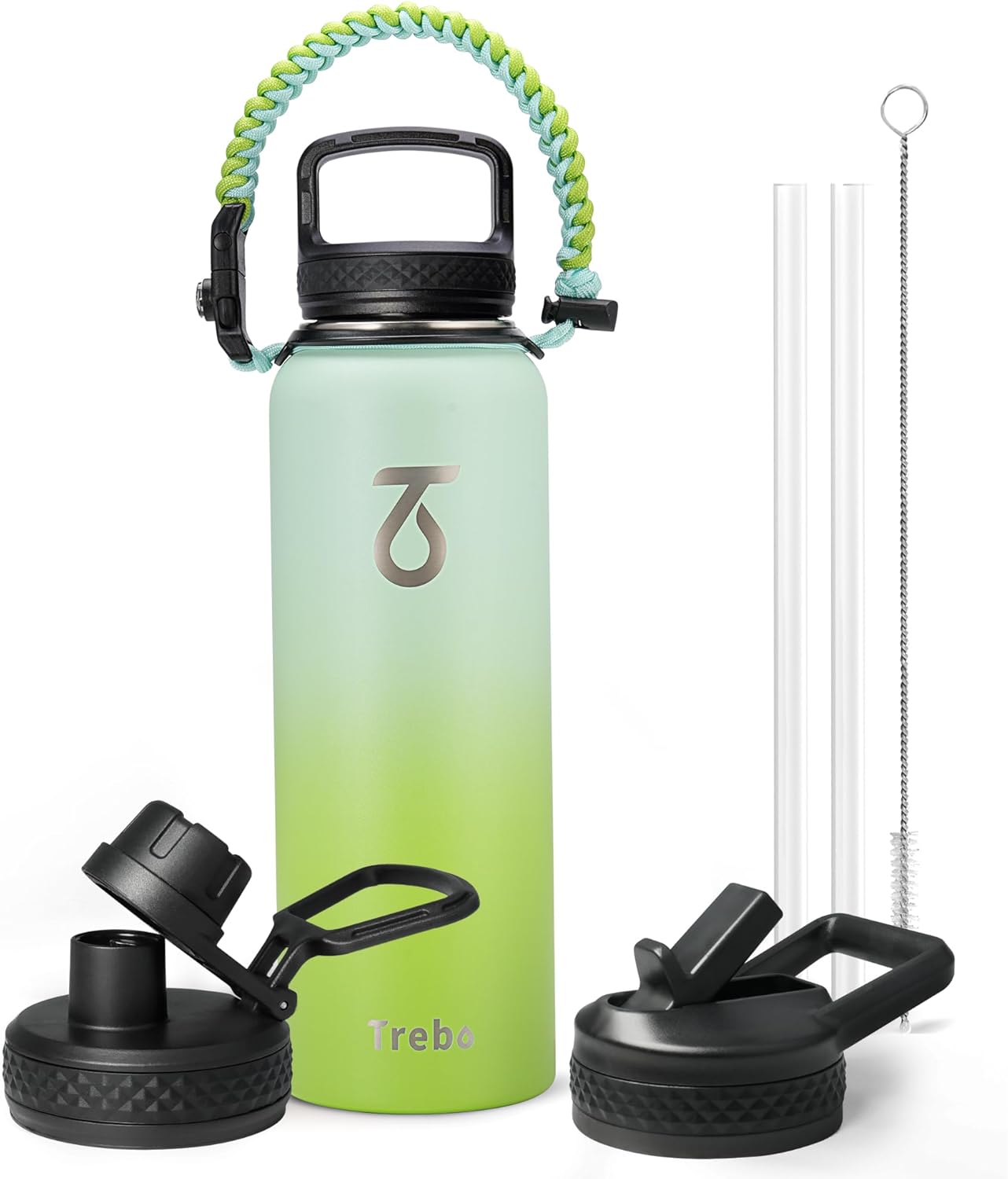 Trebo 40oz Insulated Water Bottle with Lid and Straw for All
