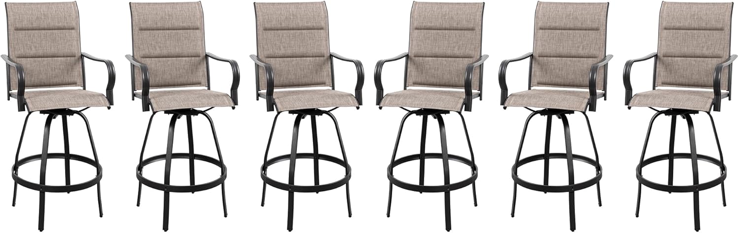 Vongrasig 6 Piece Outdoor Patio Swivel Bar Chairs Set for Comfort