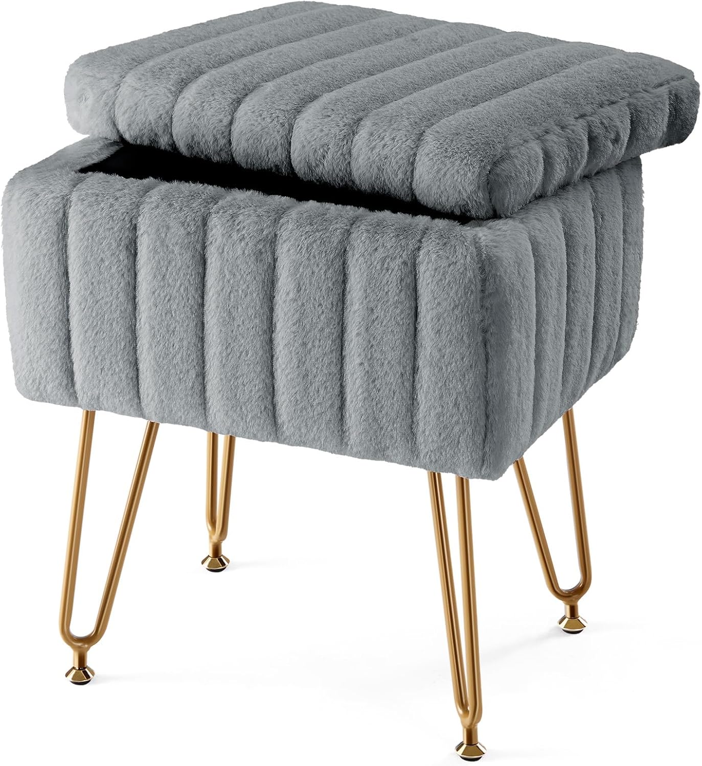 Sweetcrispy Vanity Stool Chair with Storage for Makeup and More