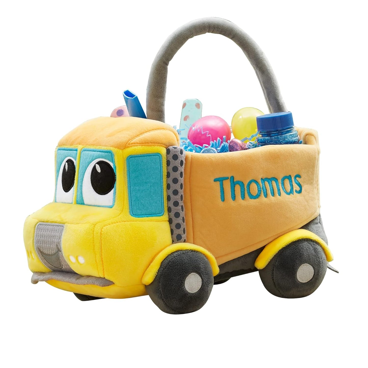 Personalized Construction Truck Plush Easter Basket for Kids