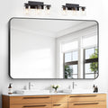55x36 in Bathroom Mirror Black Rectangle - Rounded Corner Vanity