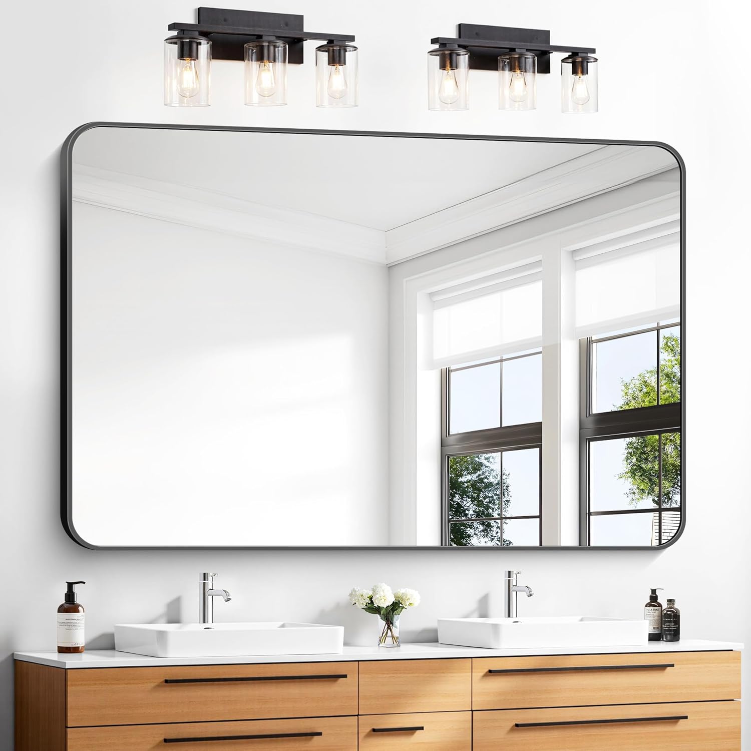 55x36 inch Bathroom Mirror with Rounded Corners for Elegance