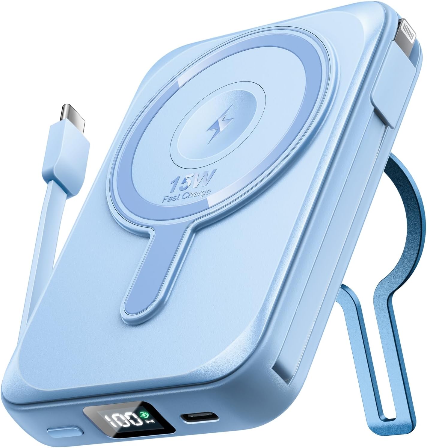 Magnetic Portable Charger 10000mAh Wireless Power Bank with Stand