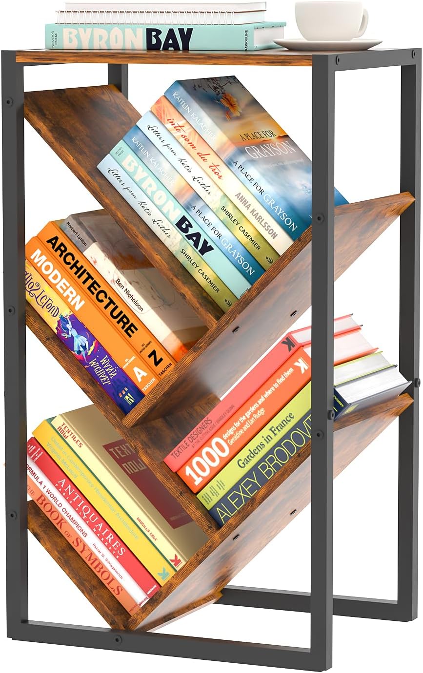 Small Bookcase - 5 Tier Tree Bookshelf for Small Spaces
