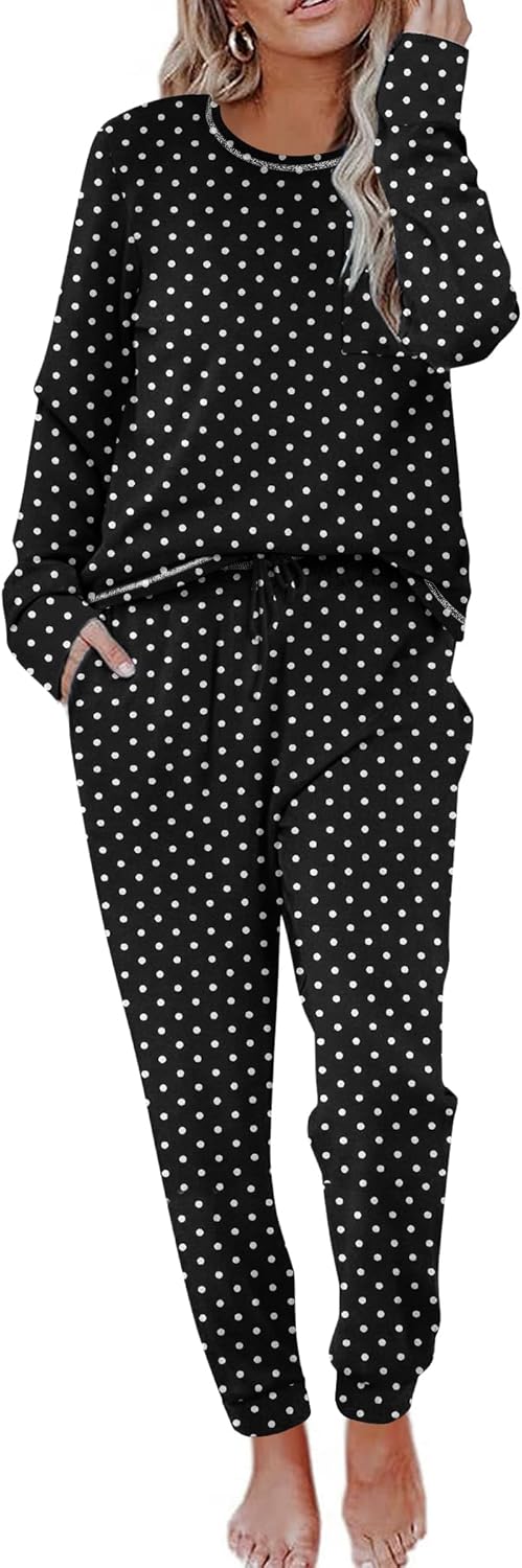 Ekouaer Pajamas Women's Long Sleeve Pj Set Soft Loungewear