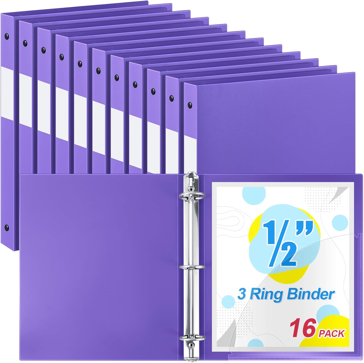 Henoyso 16 Pcs 3 Ring Binder 1/2ft' Round for Office and School