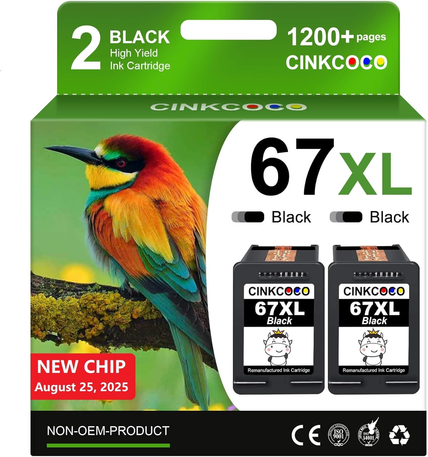 67XL Replacement Black Ink Cartridge for HP DeskJet Printers