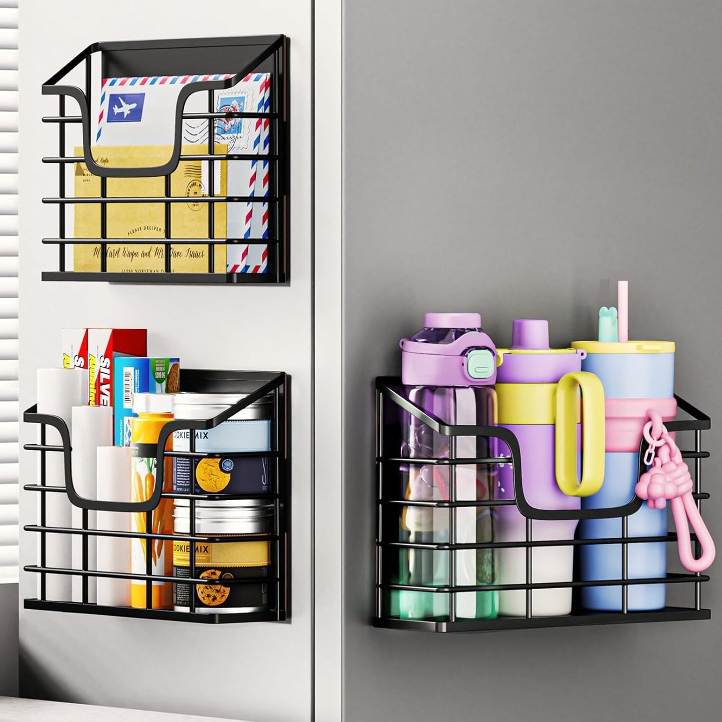 Magnetic Shelf for Fridge: 3 Pack Organizer Baskets for Storage