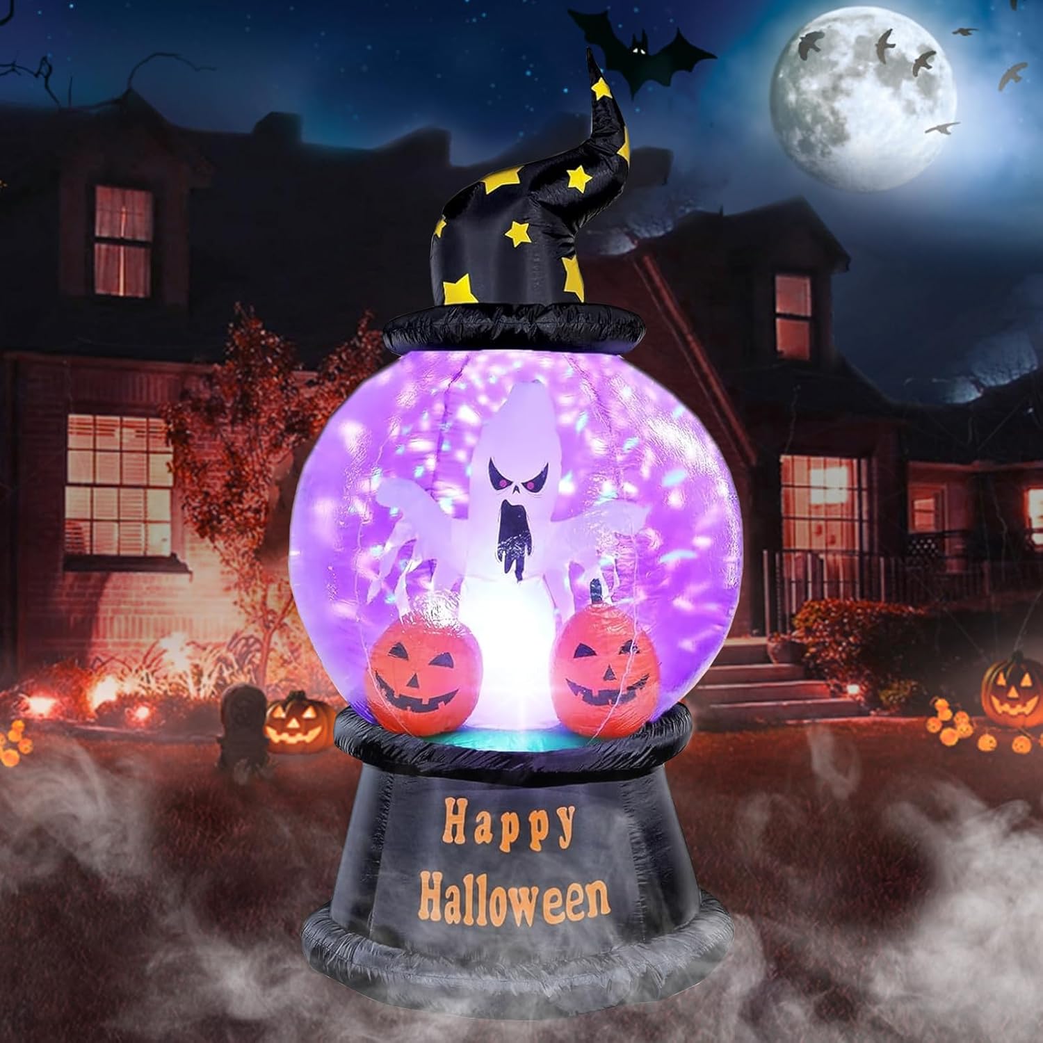 Halloween Inflatable Snow Globe 6FT Lighted Ghost Decoration