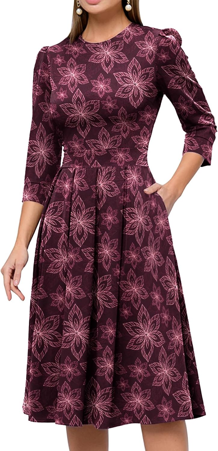 Elegant Midi Evening Dress with Floral Design for Women