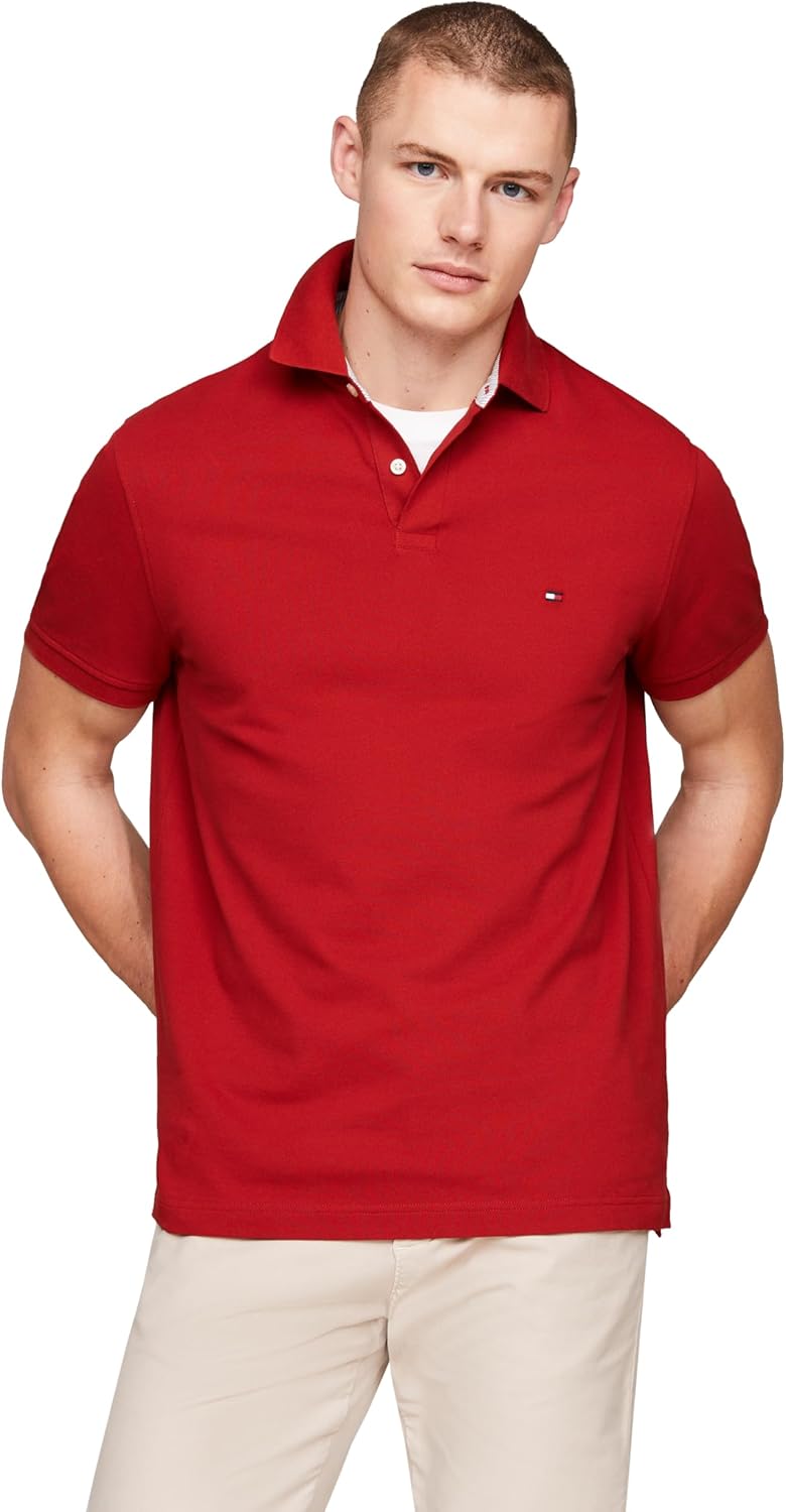 Tommy Hilfiger Men's Slim Fit Polo Shirts with Organic Cotton