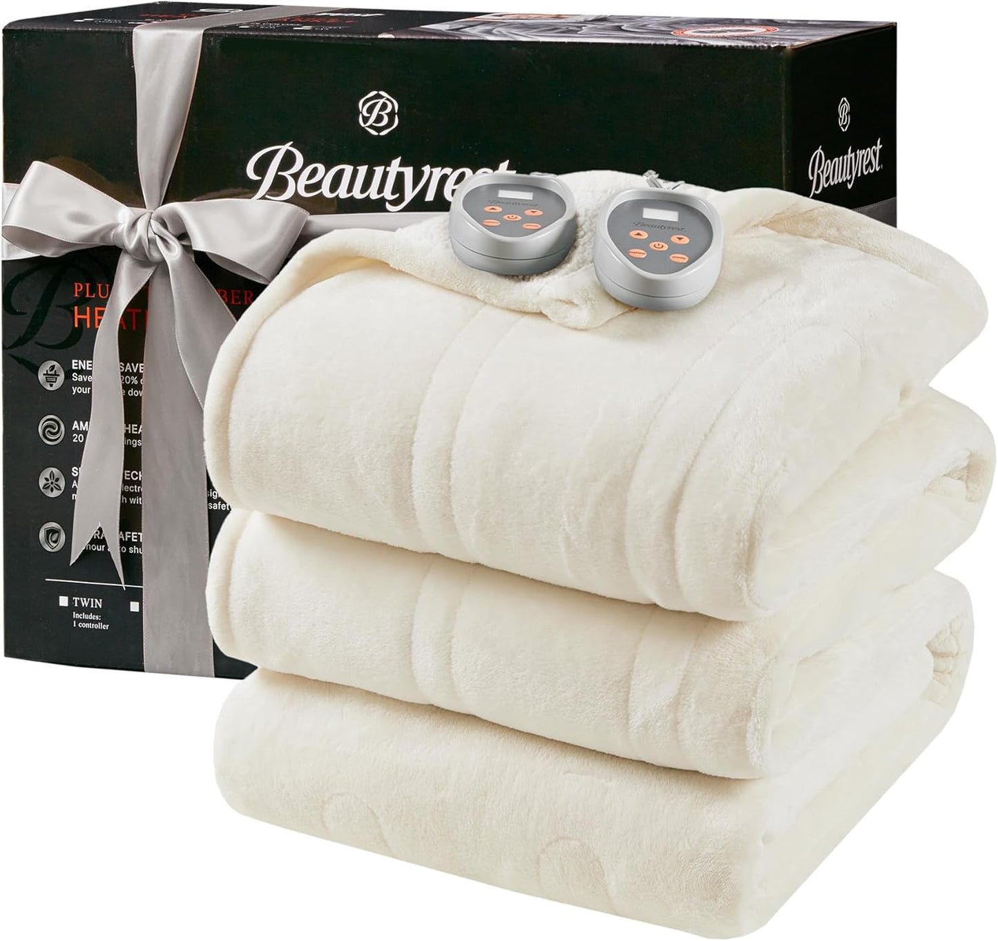 Beautyrest Heated Blanket - Soft Reversible Plush Comfort