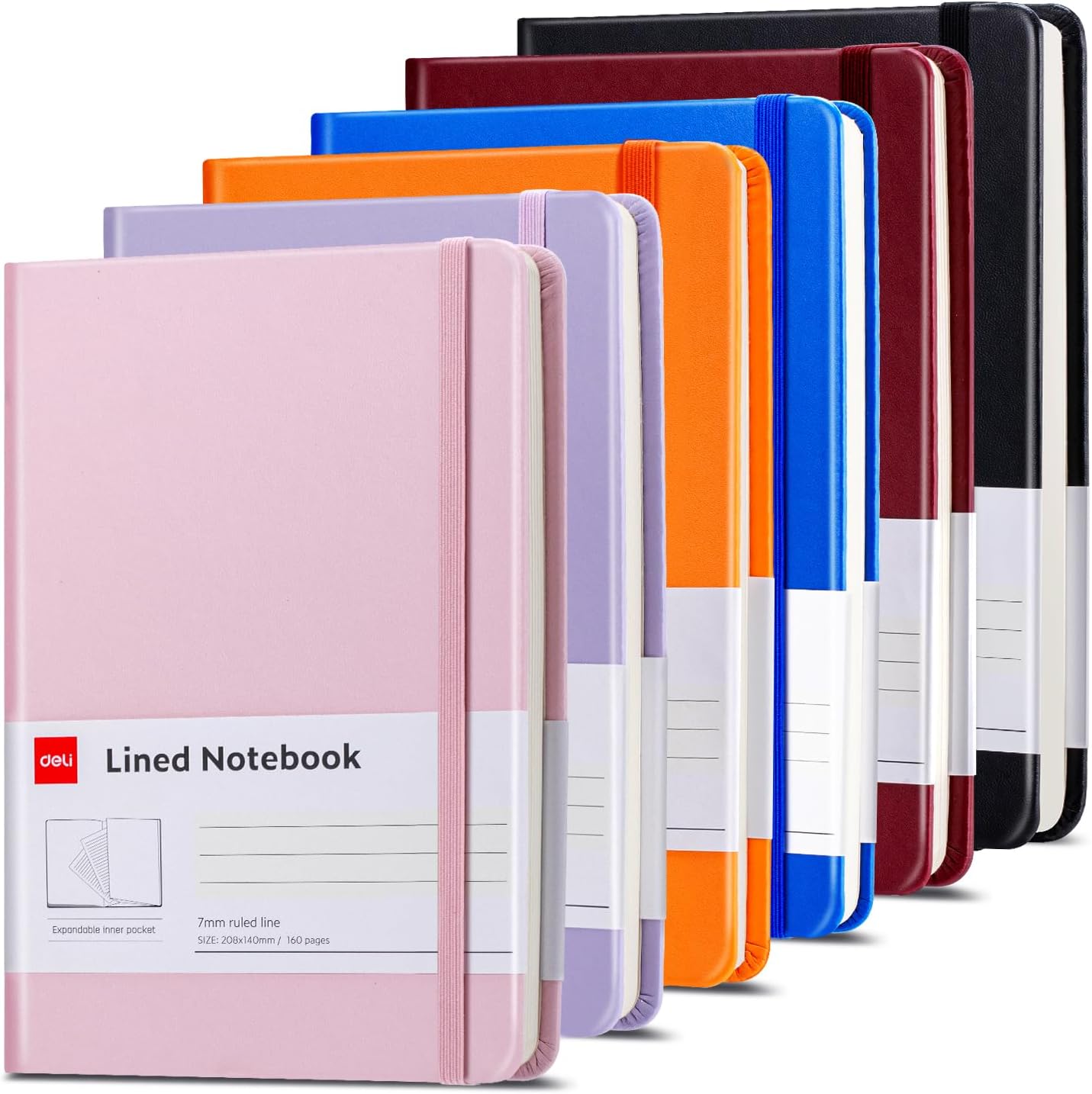 deli 6-Pack Lined Journal Notebook for Office and School Use