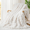 Touchat Luxury 1000GSM Faux Rabbit Fur Throw Blanket - Super Warm Cozy