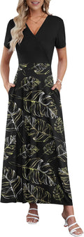 AUSELILY Maxi Dress for Women with Pockets - Floral Ankle Length