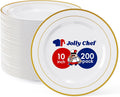 JOLLY CHEF 200 Gold Plastic Plates 10 in - Elegant Disposable